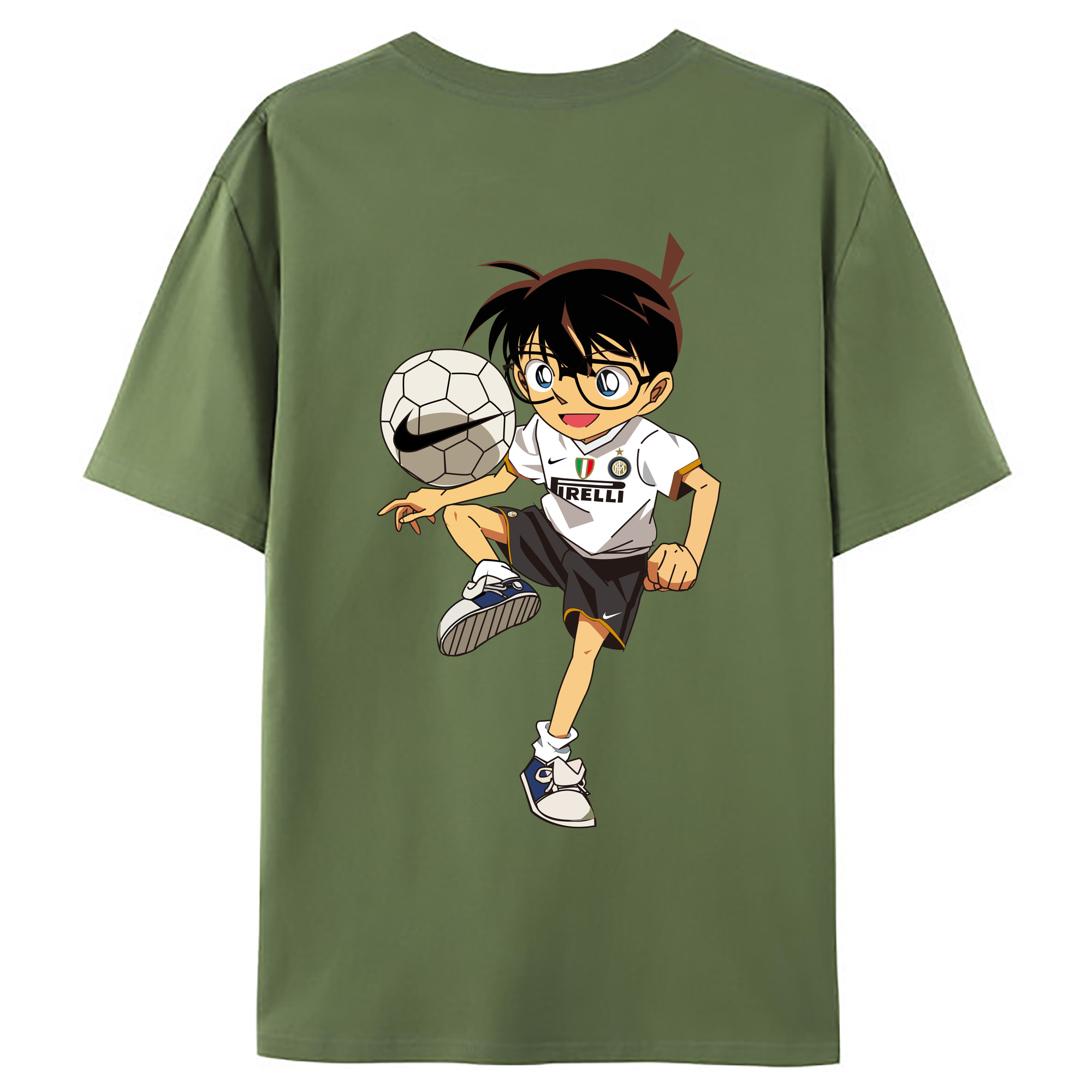 （画像用） 名探偵コナン 江戸川 コナン Detective Conan Conan Edogawa 綿100％ メンズ半袖Tシャツ（バックプリント） 通気性